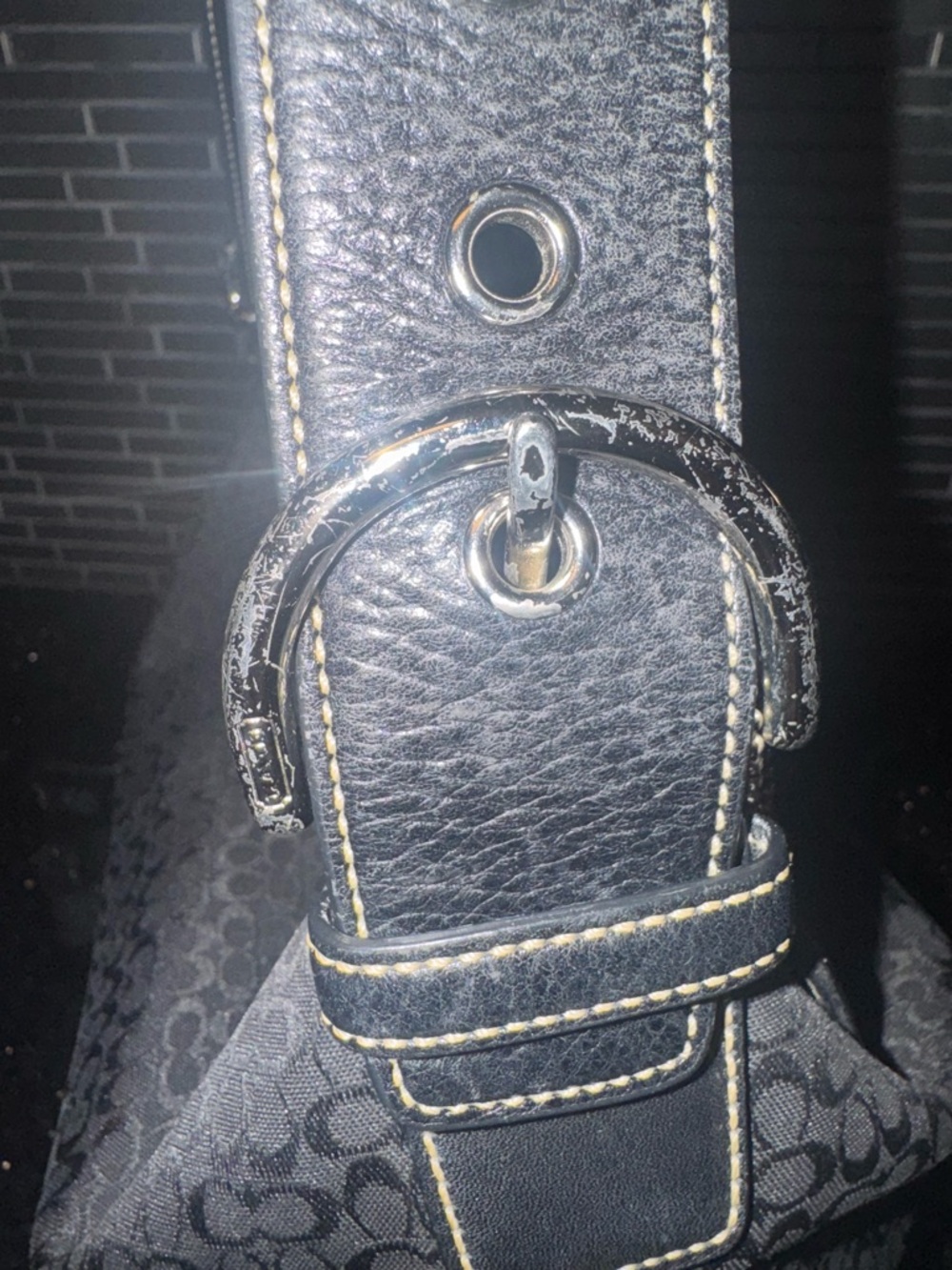 COACH Vintage Soho Signature Mini C Jacquard Hobo Shoulder Bag in Black - Picture 9 of 14